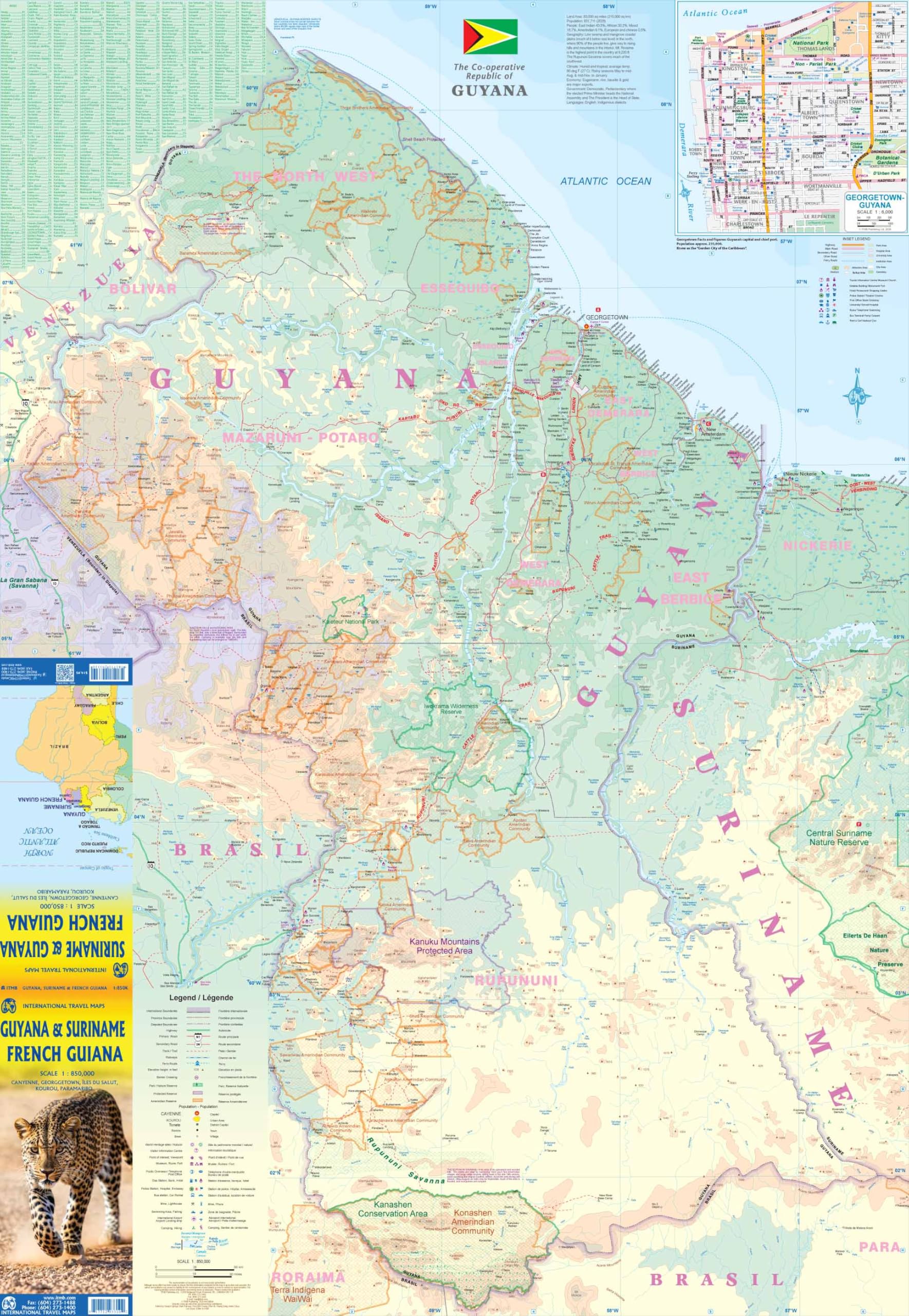 GUYANA - SURINAME & FRENCH GUIANA: 1:850000