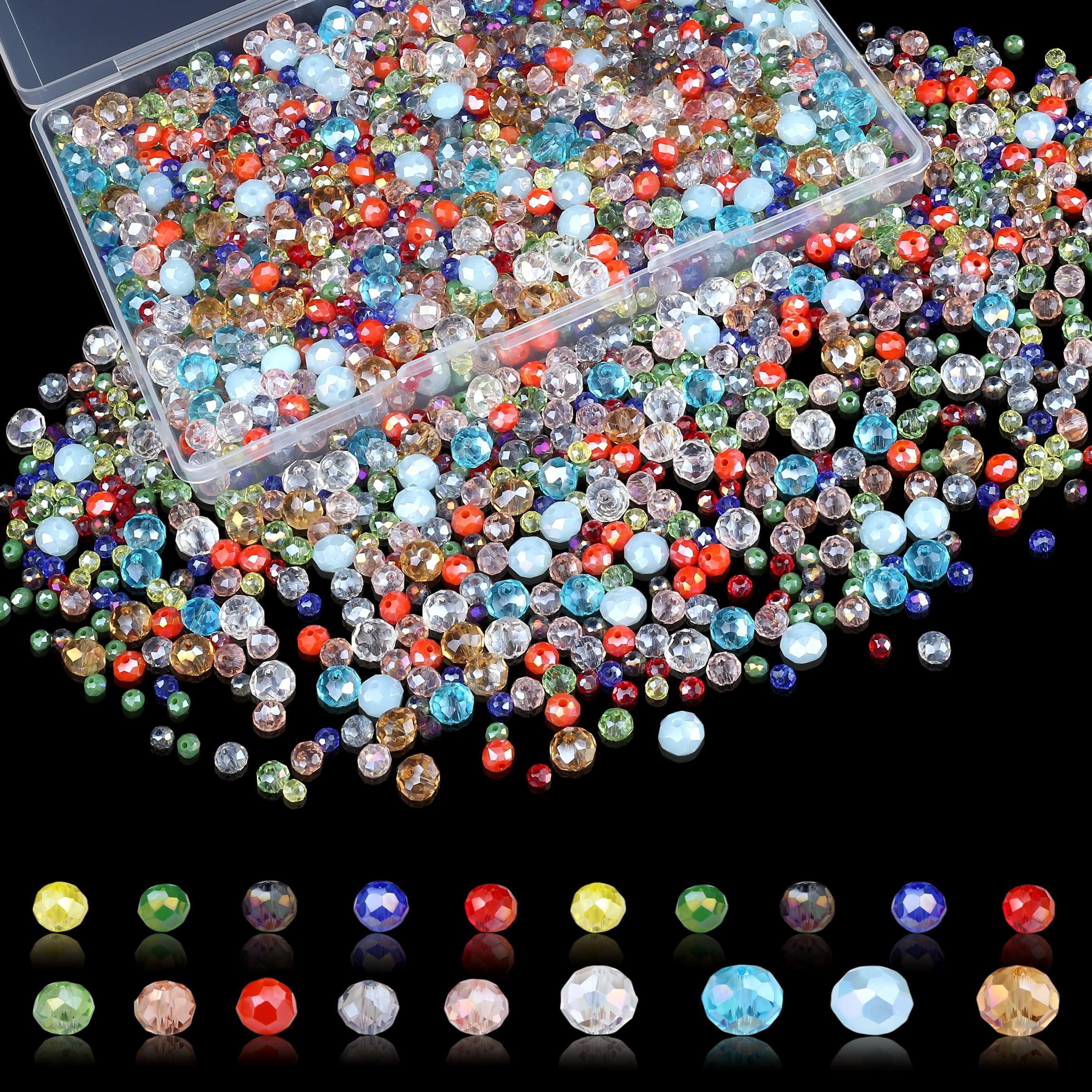 Sahoottie 1100PCS Crystal Glass Beads for Jewellery Making