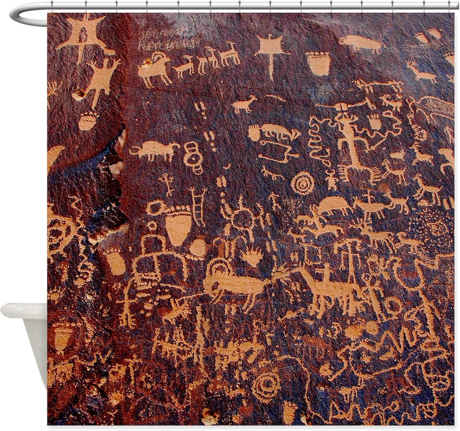 CafePress Newspaper Rock Petroglyph Decorative Fabric Shower Curtain