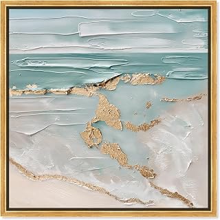 Art Remedy Maritime Gold Canvas Landscape Abstract, Gold Frame, 24" x 24"