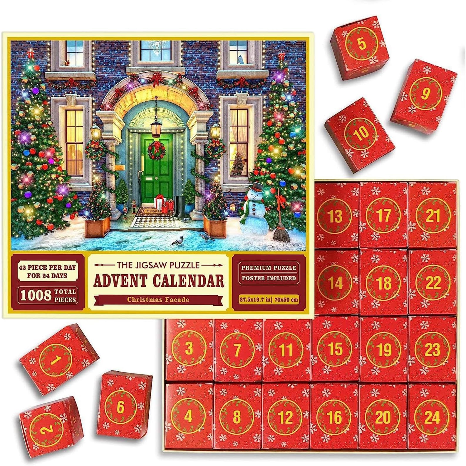 Advent Calendar 2023 Christmas Jigsaw Puzzle, Jigsaw Puzzles For Kids And Adults, 24 Boxes - 1008 Pieces Puzzles Countdown To Christmas, Christmas Gifts For Teenage Girls Boys