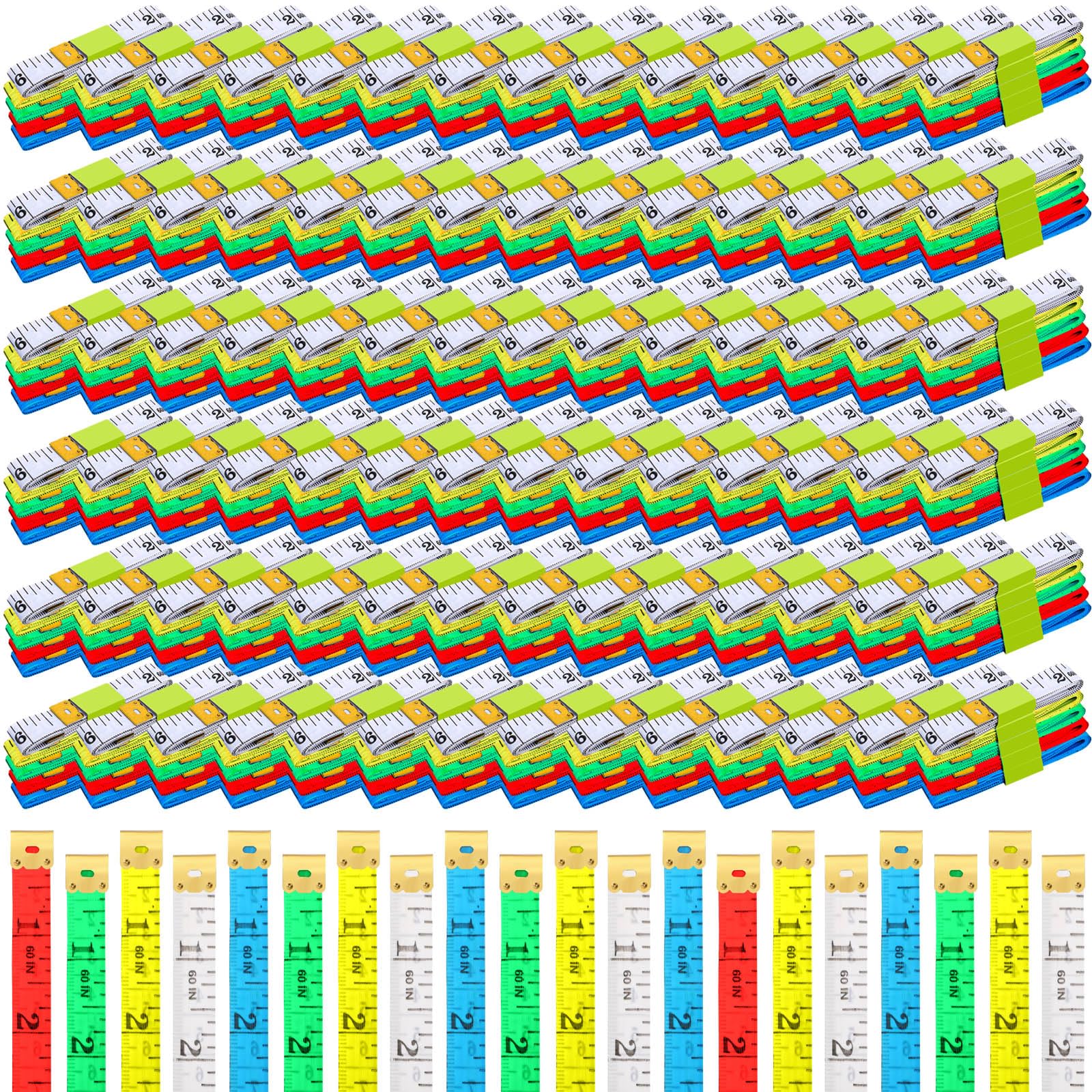 Kigeli 500 Pcs Tape Measure Double Scale 60 Inch/150 cm Soft Tape Measure Ruler Bulk Flexible Fabric Sewing Ruler for Sewing Tailor Cloth Weight Loss Body Measurement Sewing Supplies Knitting Projects