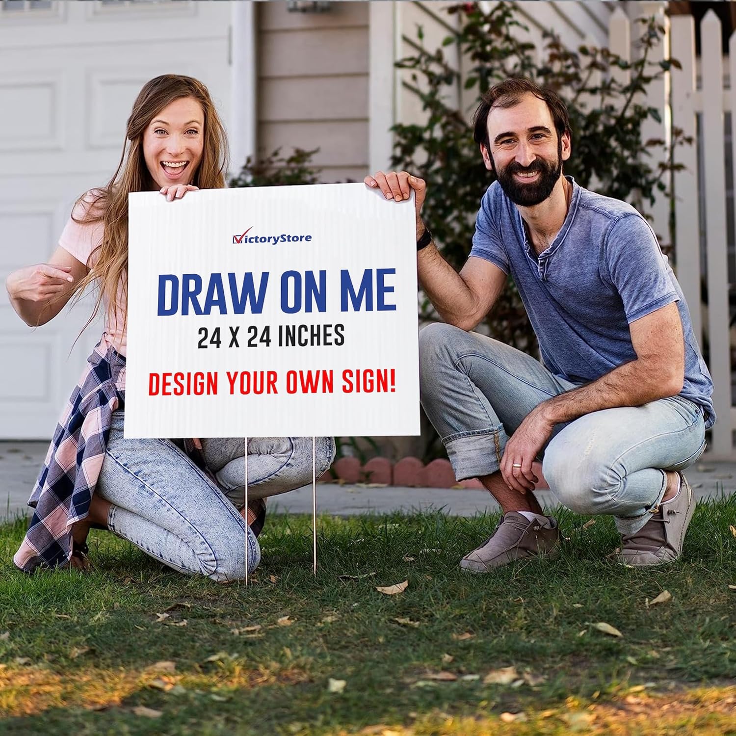 24” x 24” Corrugated Plastic Blank Yard Signs – Perfect for Printers, Crafts and Do It Yourself, 4mm Corrugated Plastic Lawn Signs (10)