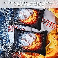 Vista 10 de Andency 3D Baseball Comforter Full (79x90 Inch), 3 Pieces(1 Baseball Comforter, 2 Pillowcases) Microfiber Sport Bedding Set for Boys Kids Teens