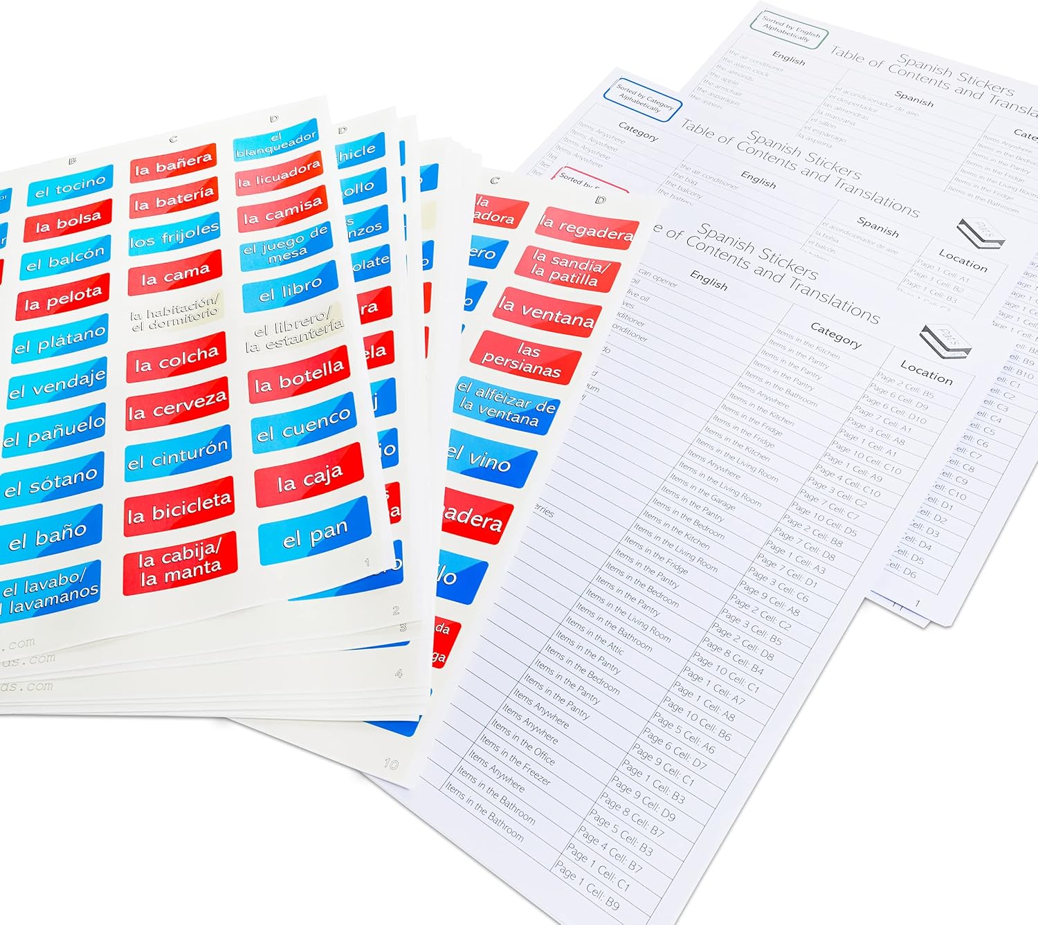 Language Learning Household Stickers (Spanish)