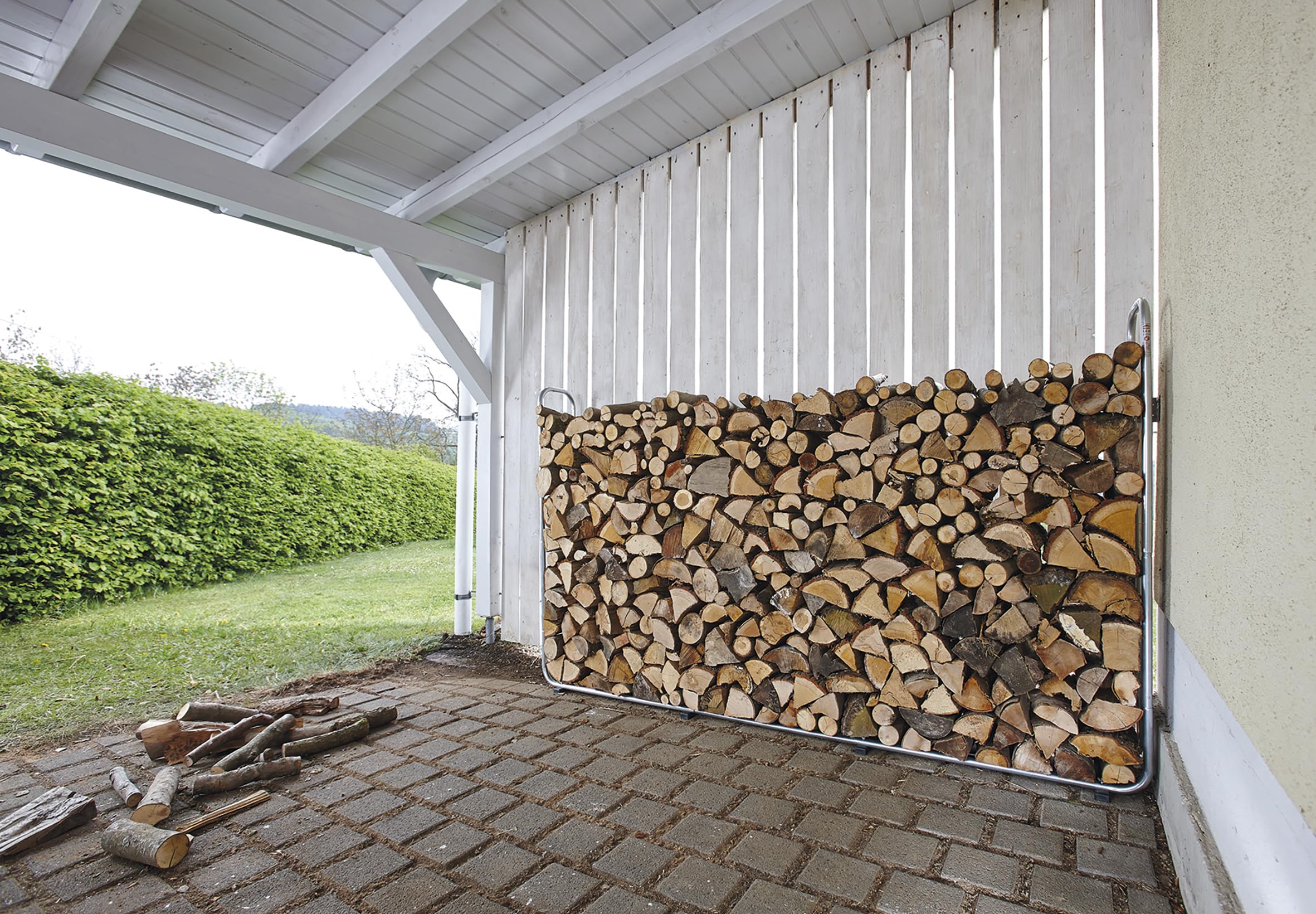 wolfcraft Stockeur de Bûches Modular XXL, Support Bois de Chauffage 3,2 m | Range-bûches ajustable 1,6 m³, pour bûches de 25 à 50 cm, aération optimale et montage sans outil. 5125000