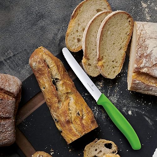 Miniatura 5 de Victorinox Swiss Classic Cuchillo de mesa y tomate con borde ondulado de 4.3 pulgadas, color verde