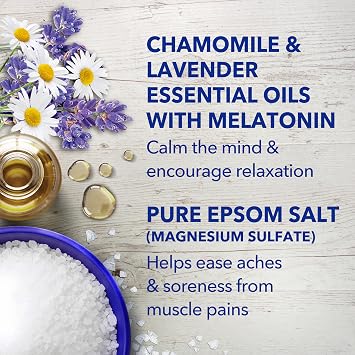 Dr Teal's Epsom Salt Magnesium Soak, Sleep Blend with Melatonin, Lavender & Chamomile Essential Oils, 3 lbs