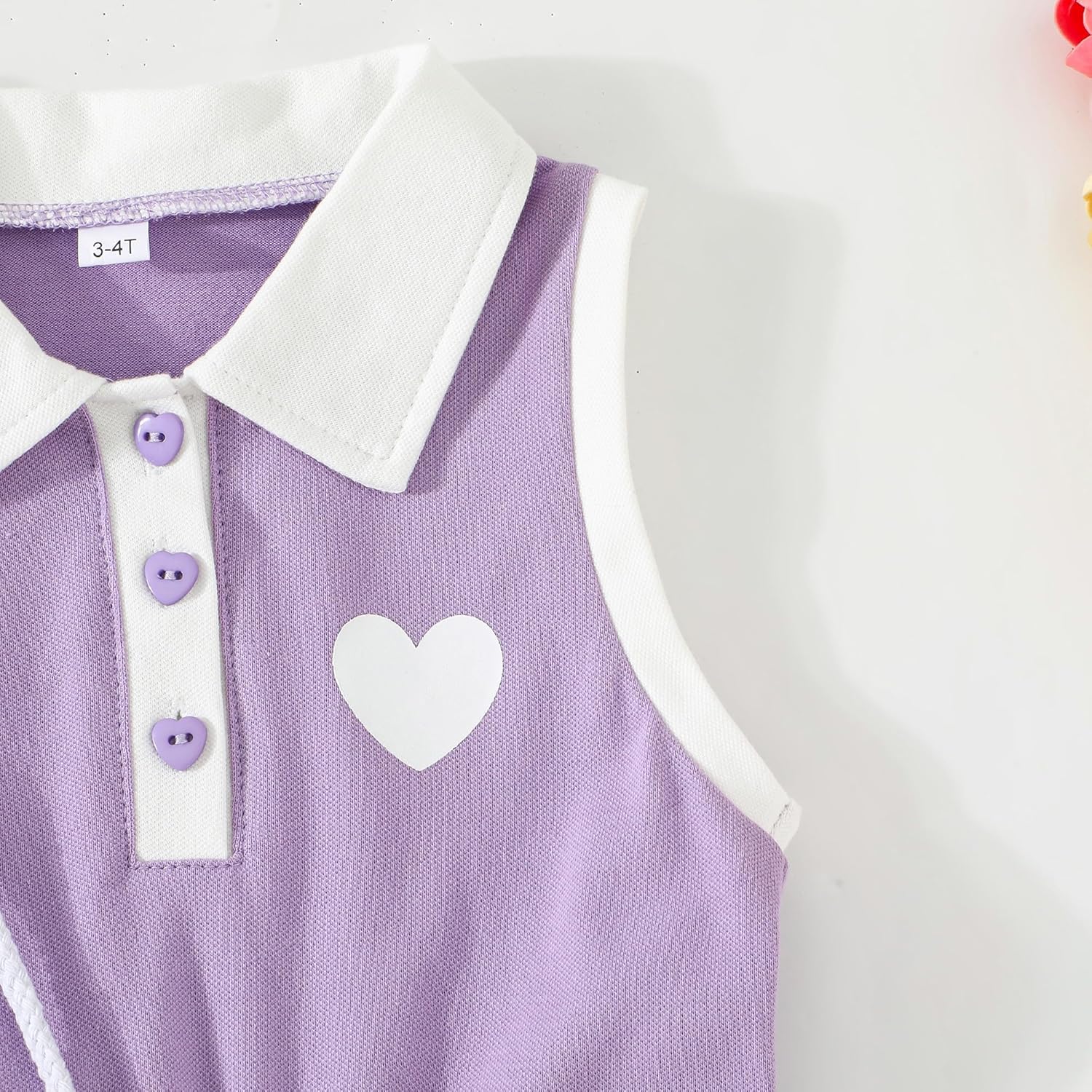 2-9Y Toddler Girl Sport Dress Heart Print Summer Clothes Sleeveless Kids Dresses Causal Beach Sundress Girl - Image 5