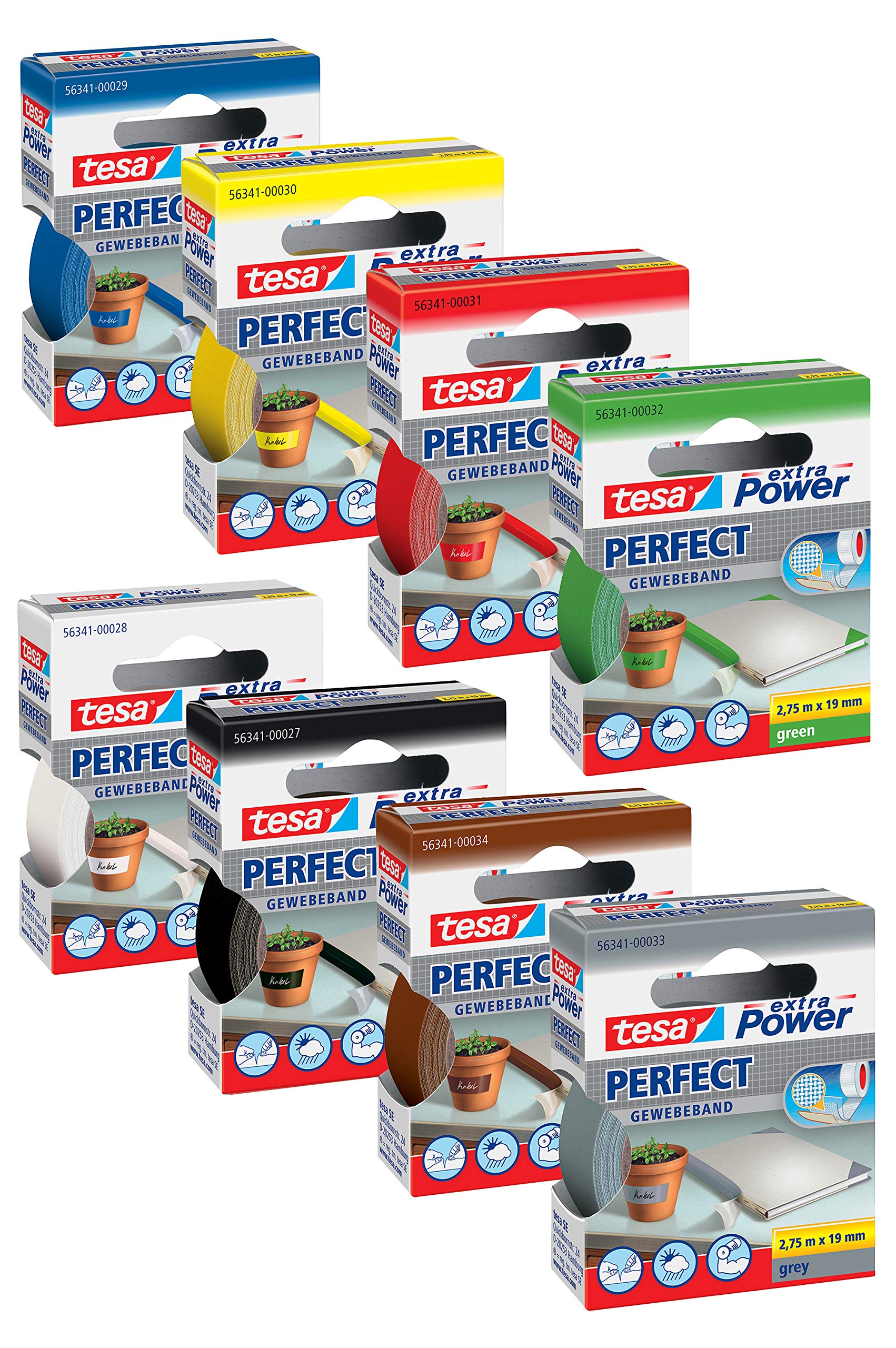tesa Fabric tape, extra power perfect, 2.75 m x 19 mm (1 x complete set)