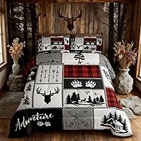 Vista 48 de Juego de edredón Deer Bear para niños tamaño completo, juego de ropa de cama rústica de aventura de caza para decoración de habitación de niños