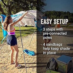 Coleman Backpack Sun Shelter, Portable 7x7ft Canopy Tent with Easy Setup, Lightweight Shade Tent for Beach, Park, Sidelines, & More, Backpack Carry Bag