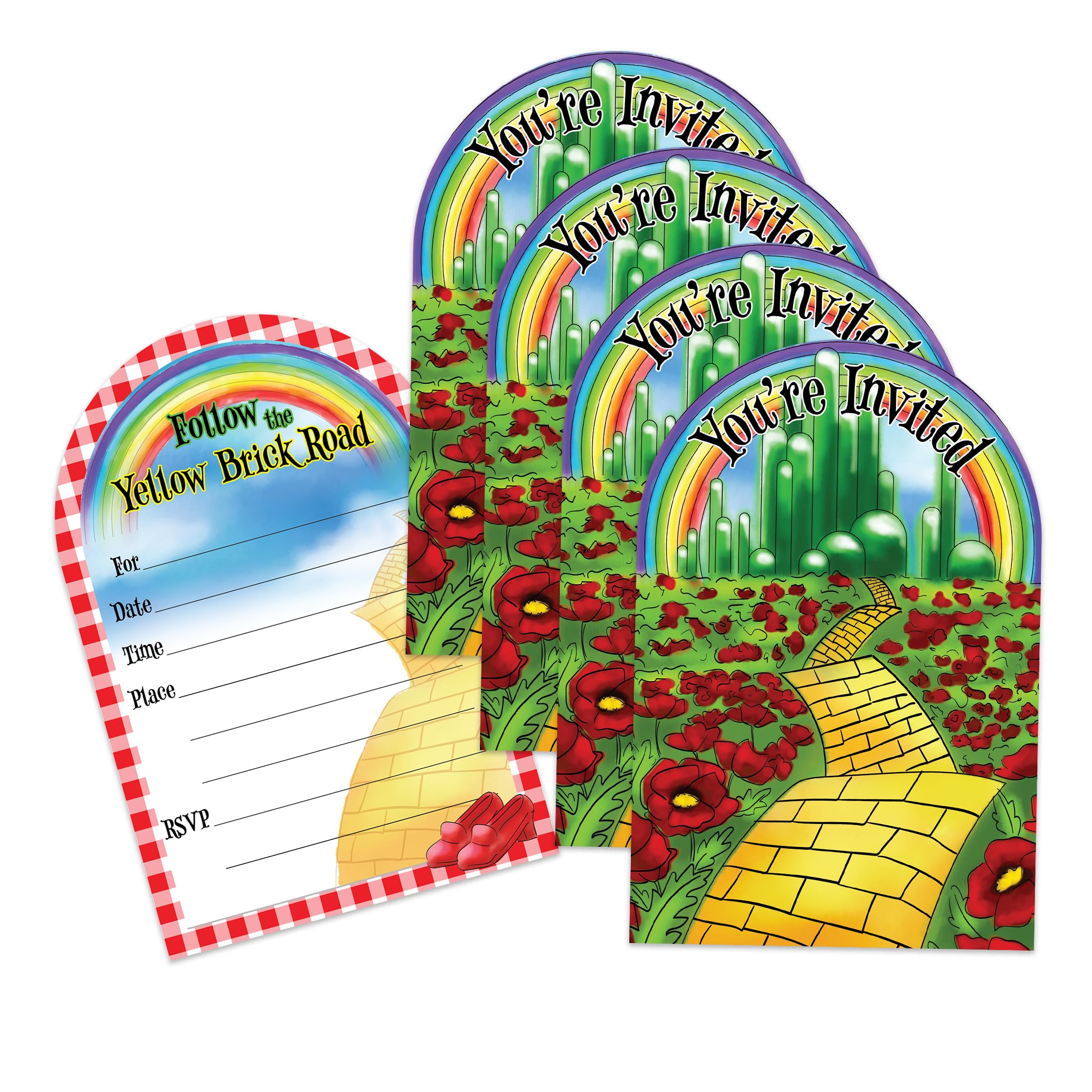 Wizard of Oz Wicked Witch Birthday Party Invites For Boys and Girls - 20 Count of 4 x 6 Inch Double Sided Fill-In Invitations With Wet To Seal Envelopes