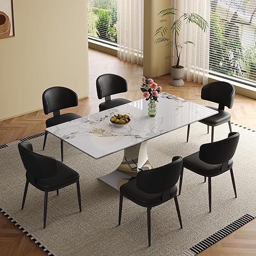 Vista 111 de Juego de 2 sillas de comedor, modernas patas doradas de piel sintética para comedor, cocina, comedor (beige)