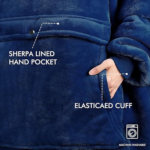 Miniatura 6 de Tirrinia - Manta sudadera de tamaño grande de sherpa con capucha, cómoda, regalo para adultos, hombres, mujeres, adolescentes, esposa, novia