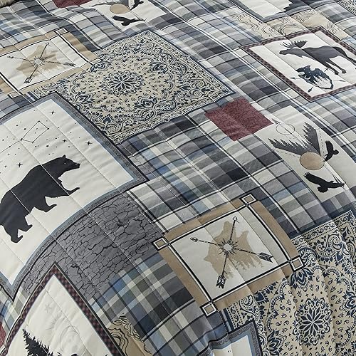 Miniatura 5 de Donna Sharp Manta decorativa con diseño de símbolos del bosque con retazos cuadrados