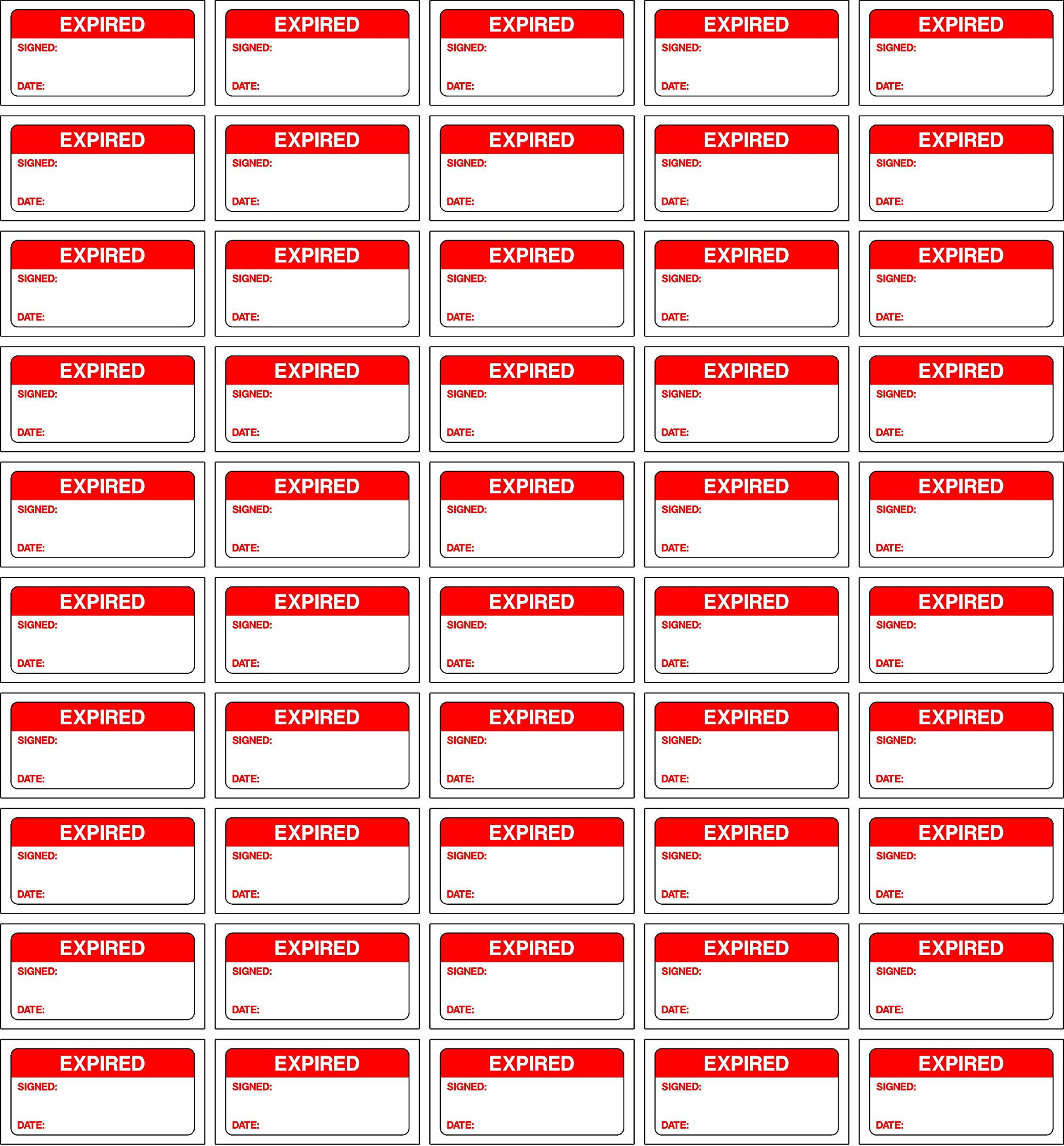 Quality control labels Expired signed and date - 50 Stickers 40mm x 20mm