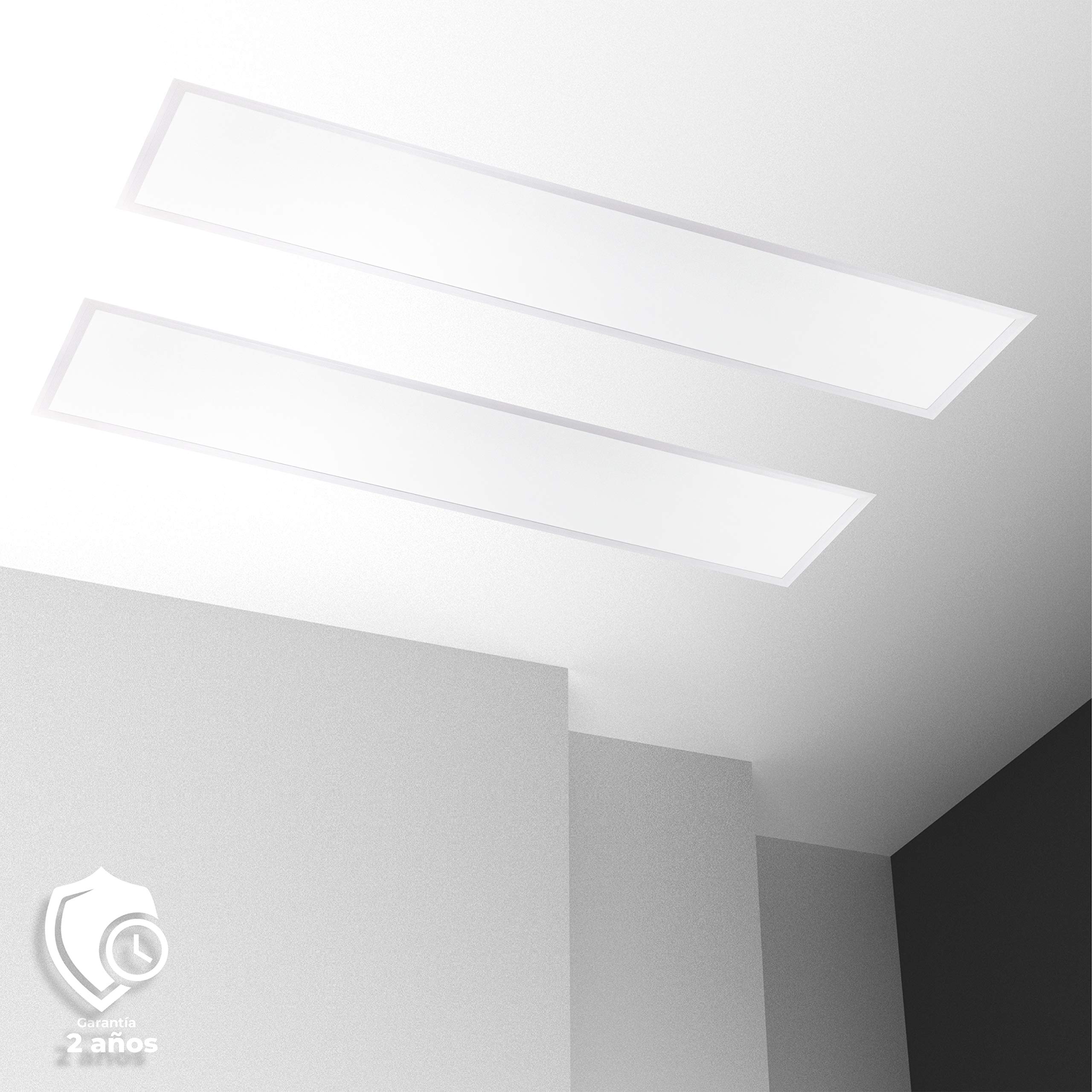Popp® Pack2 Panel LED 30x120 40W Driver LIFUD 4000Lm IP20 6000K Luz Blanca para Falso Techo Empotrado series ECO Bajo Consumo *Marco No Incluido (30x120cm 6000K)