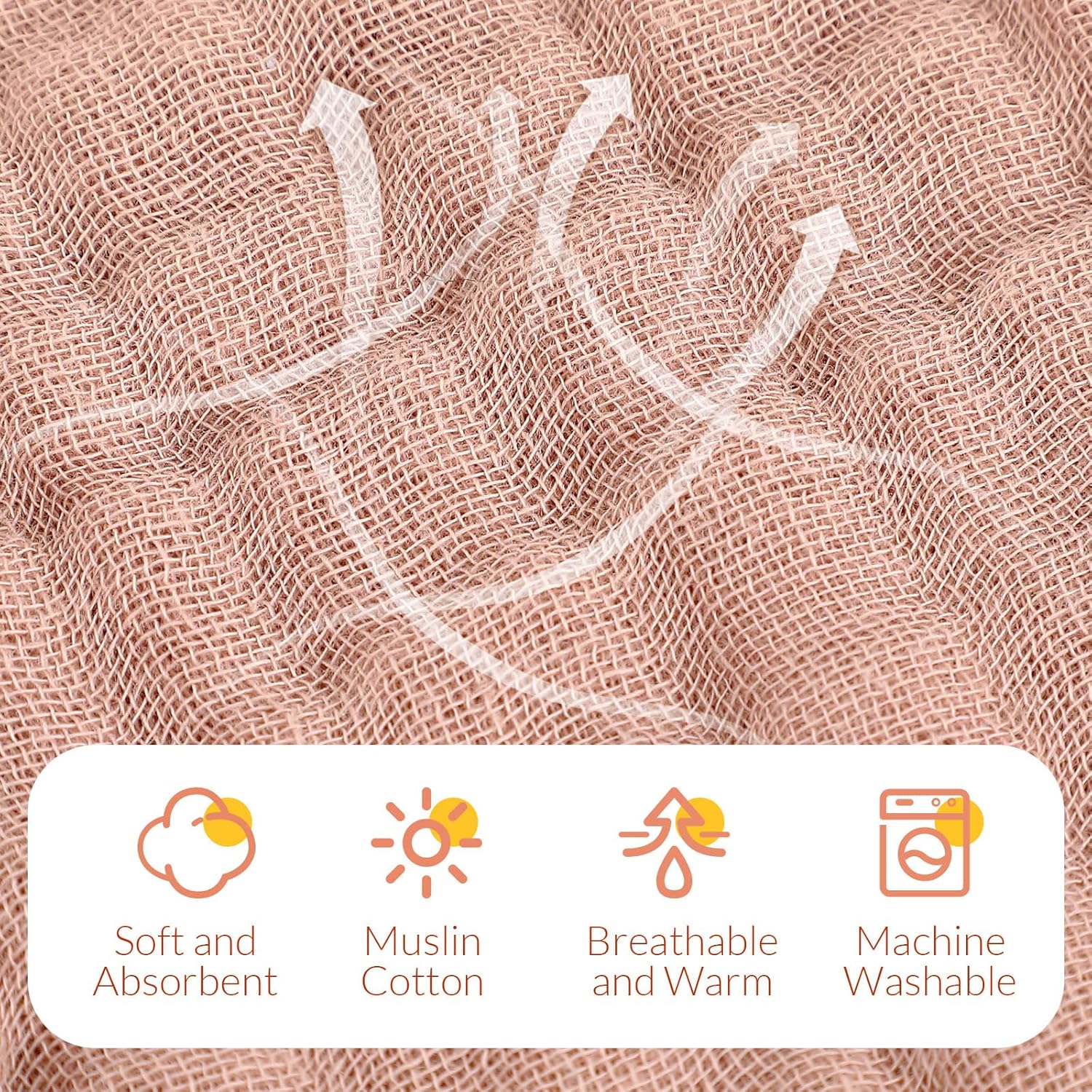 VitalCozy 8 Pcs Baby Muslin Hooded Bath Towels and Washcloths, Muslin Hooded Baby Towels Absorbent Blankets for Gift Newborn Infant Shower (Pink,White) - Image 5