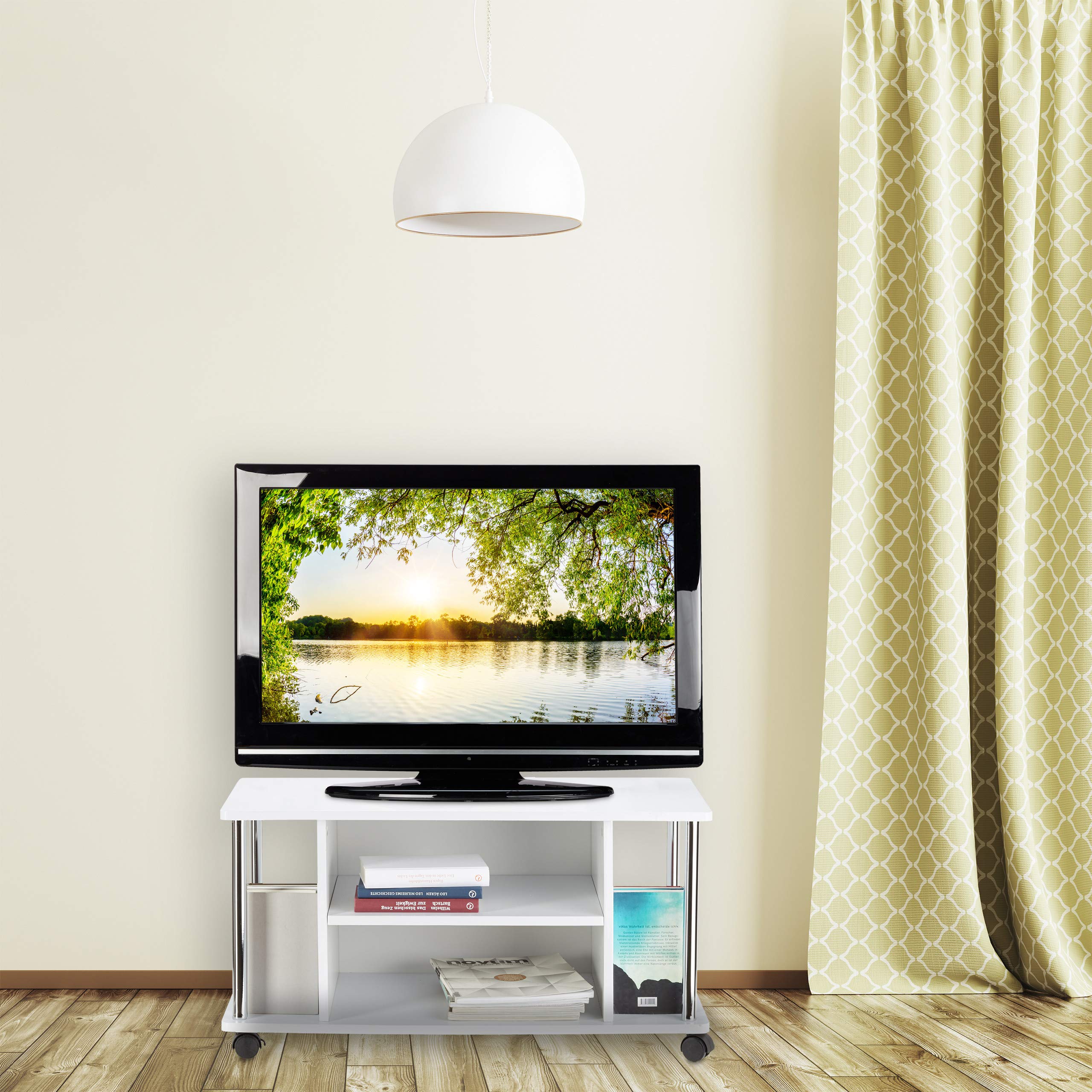 Tavola Televisione Relaxdays White 4 Ruote MDF - Dettaglio