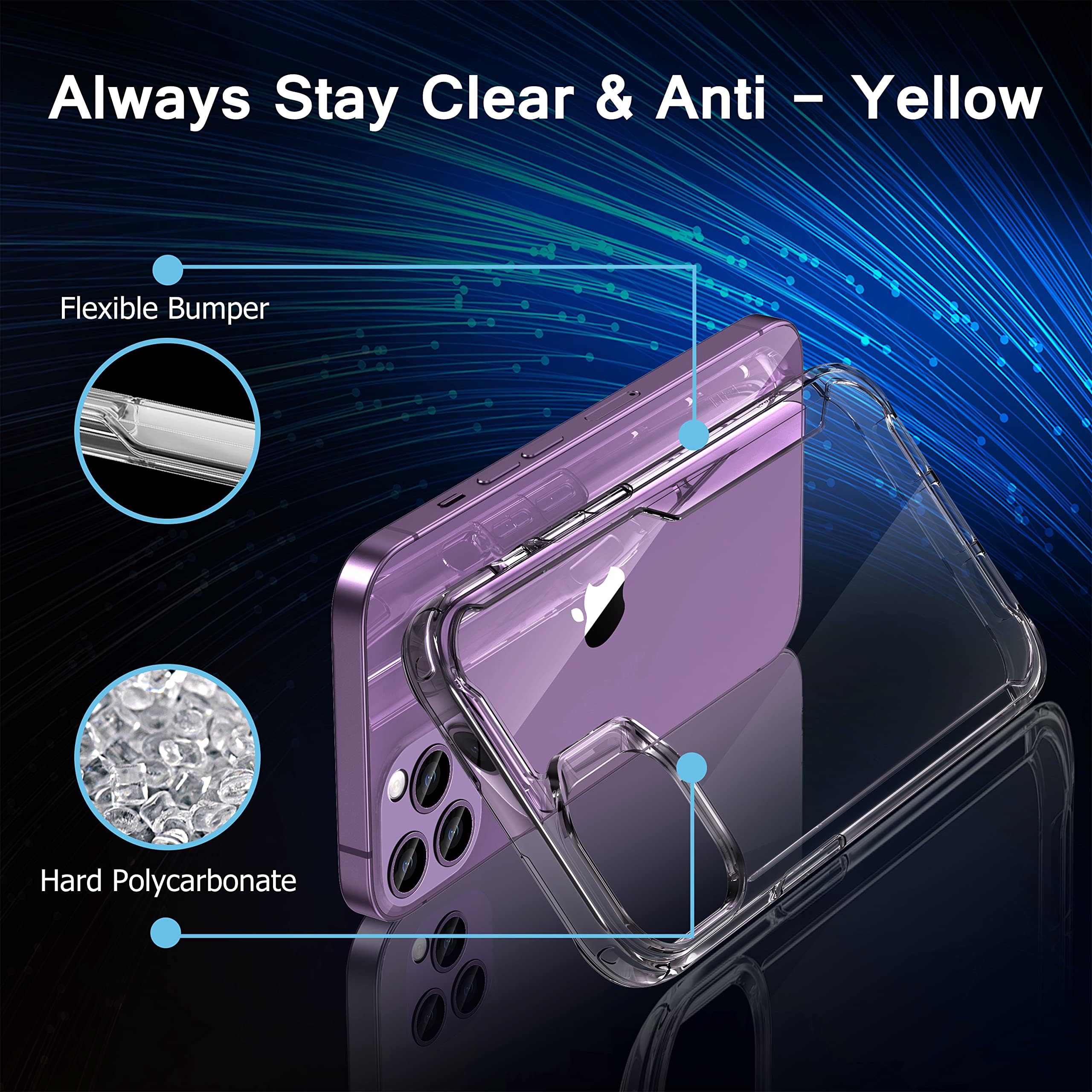 ORETECH Compatibile con Custodia Cover per iPhone 14 Pro (6,1"), con 2 Pellicola Vetro Temperato e 1 Pellicola Fotocamera, Antiurto Ultra-Sottile Protettiva Custodie iPhone 14 Pro Cover - Trasparente