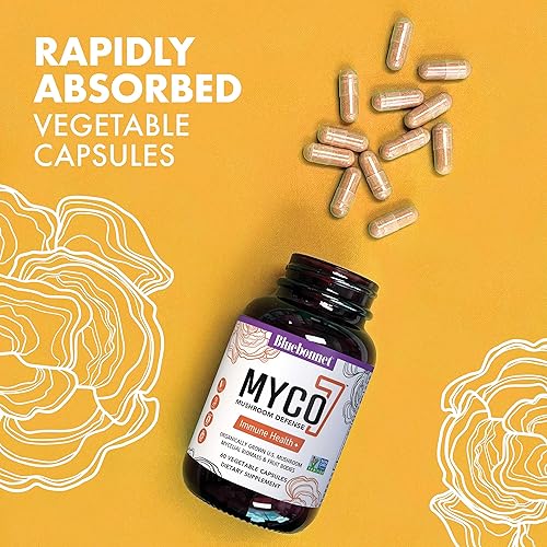 Miniatura 5 de BlueBonnet Nutrition Myco-7 Mushroom Defense - 7 hongos orgánicos de ciclo completo, para el sistema inmunológico y el bienestar, sin soja, sin