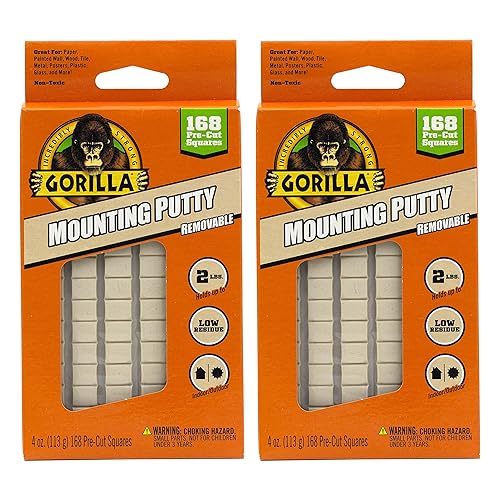 Gorilla Removable Mounting Putty, 84 Pre-cut Squares, Off White (Pack of 3) - 2oz 1 - Pack