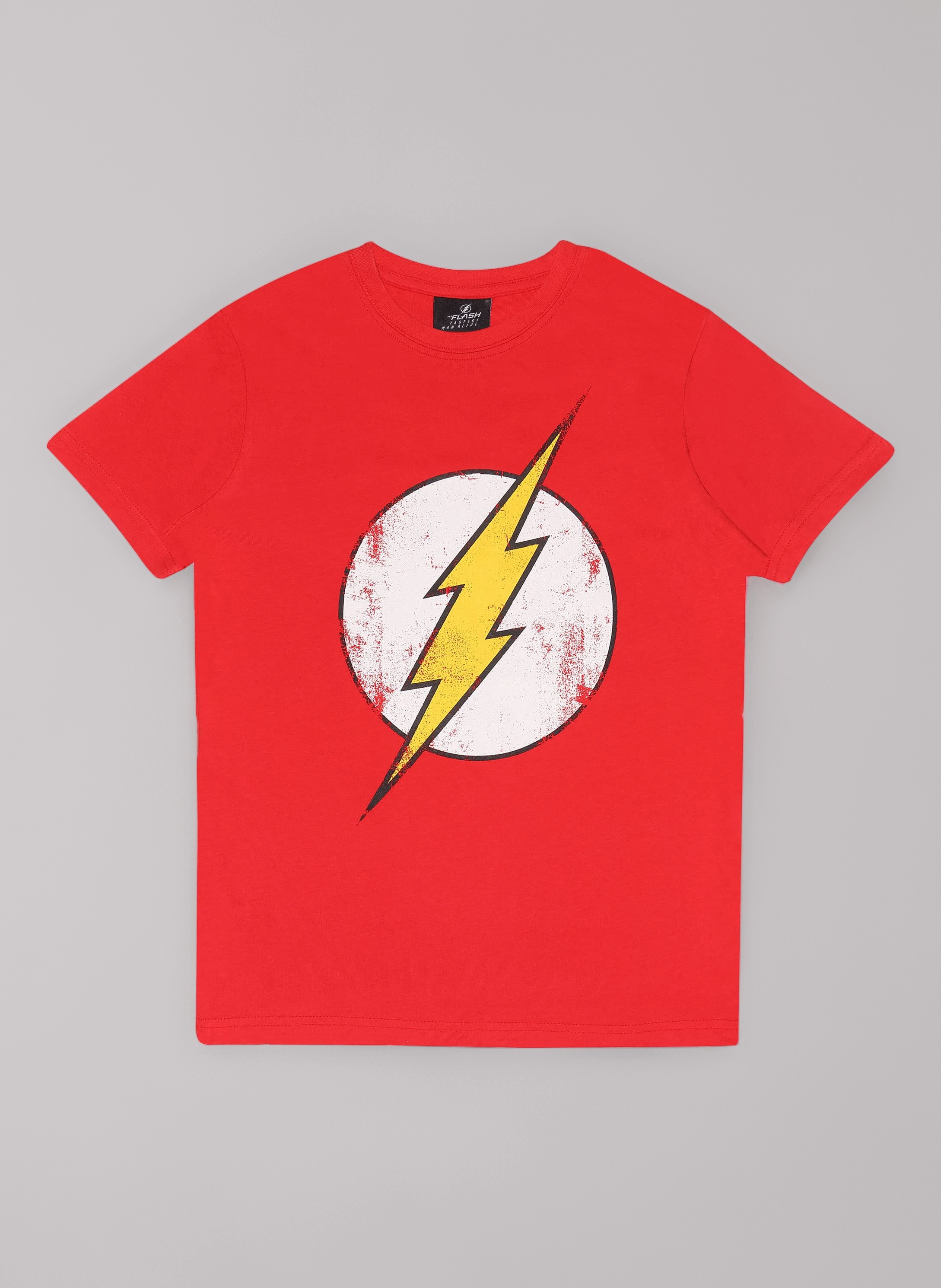 DC Comics The Flash Distressed Logo T-Shirt, Kids, 3-15 Years, Red, Official Merchandise