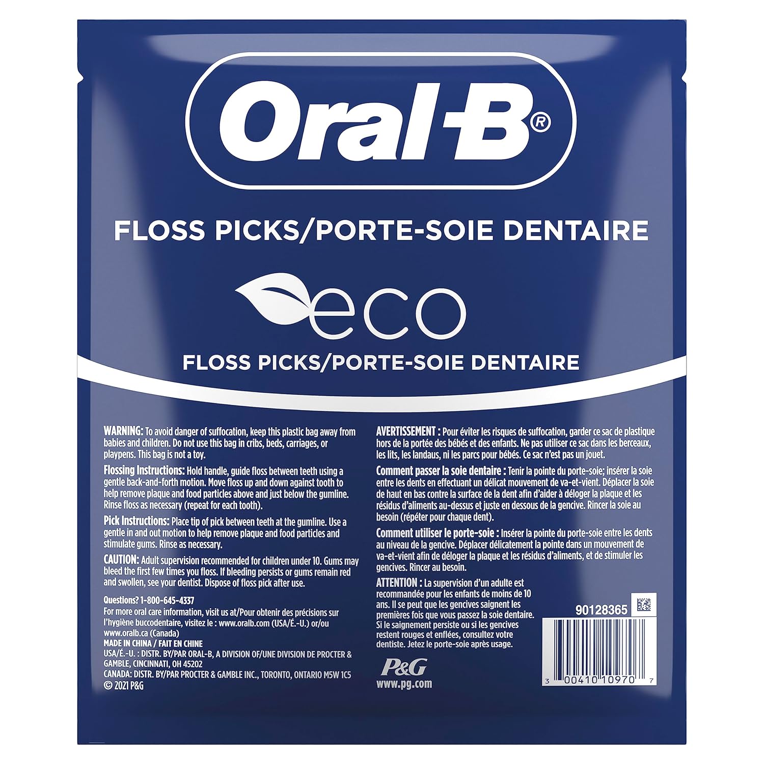 Oral-B eco Sustainable Dental Floss Picks, Mint, 75 Picks (Pack of 4)