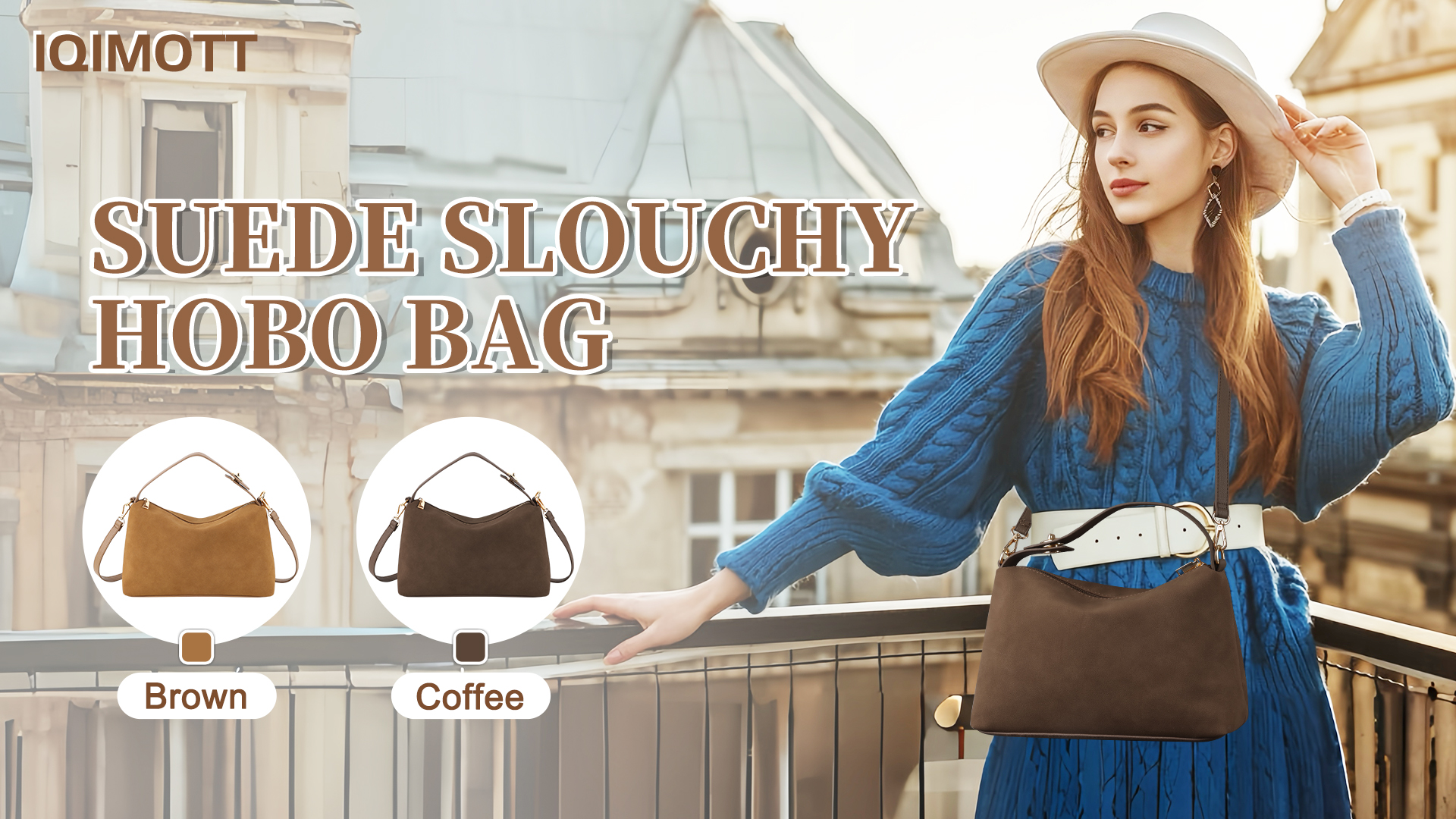 Bolso Tote de gamuza marrón para mujer miniatura 7