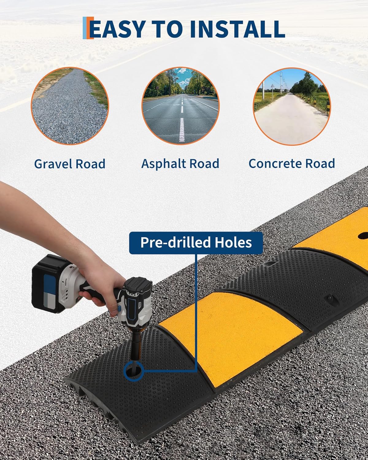 2 Pack Rubber Speed Bump, 6Ft/72 Heavy Duty 22000 Lbs Load Capacity Traffic Rubber Speed Humps, 2 Channel Cable Protector Ramp for Asphalt Concrete Gravel Driveway Road