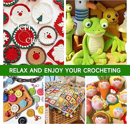 Miniatura 6 de Juego de 67 ganchos de ganchillo, 13 piezas de 0.079 pulgadas (B)-0.394 pulgadas (N) ergonómicas de agarre suave, kit de agujas de tejer de hilo con