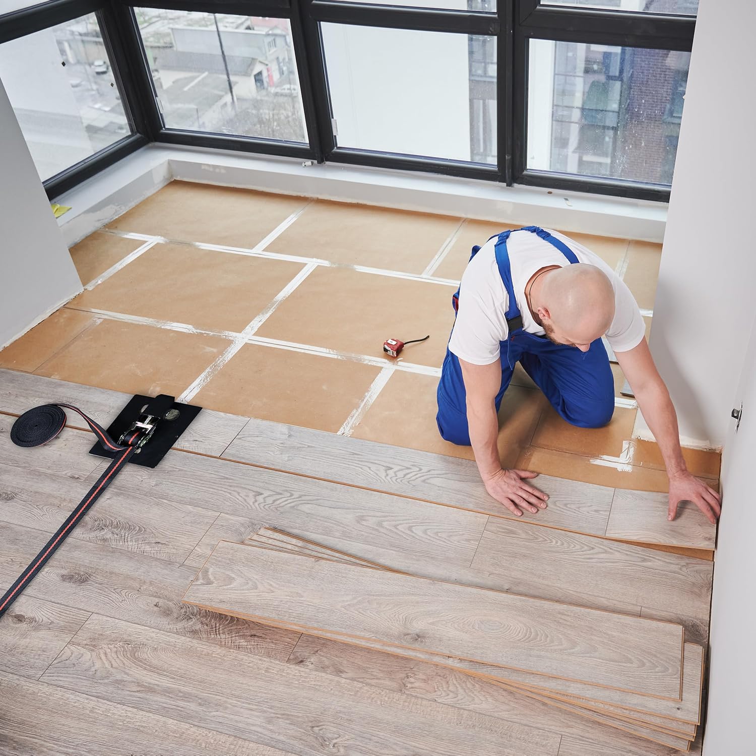 DCT Flooring Strap Clamp Flooring Tools Flooring Installation Tools and Clamping Ratchet Tie Down Strap 16 Foot, 2 Pairs