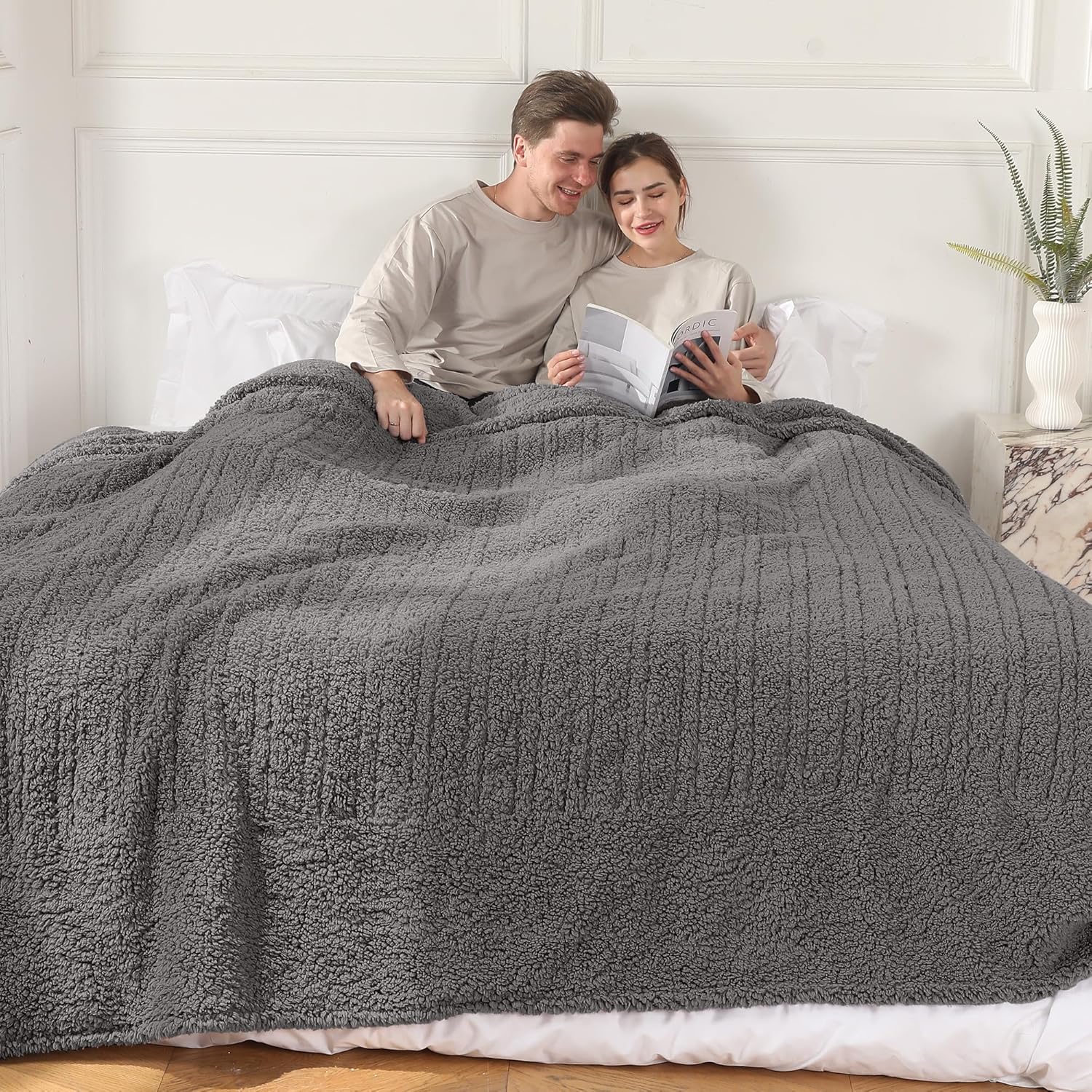 King Electric Blanket with Dual Controls 100"x90" - 5 Temperature Levels 10H Auto Off Oversized - Warm Bed Blanket for Large Beds, ETL Certified Safe | Dark Gray