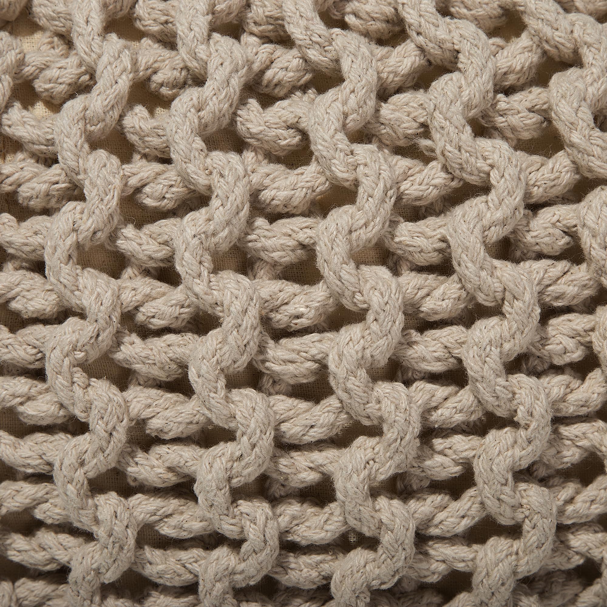 Beliani Pouf Rond en Coton Beige à Billes de Polystyrène Accessoire d'Intérieur Conrad