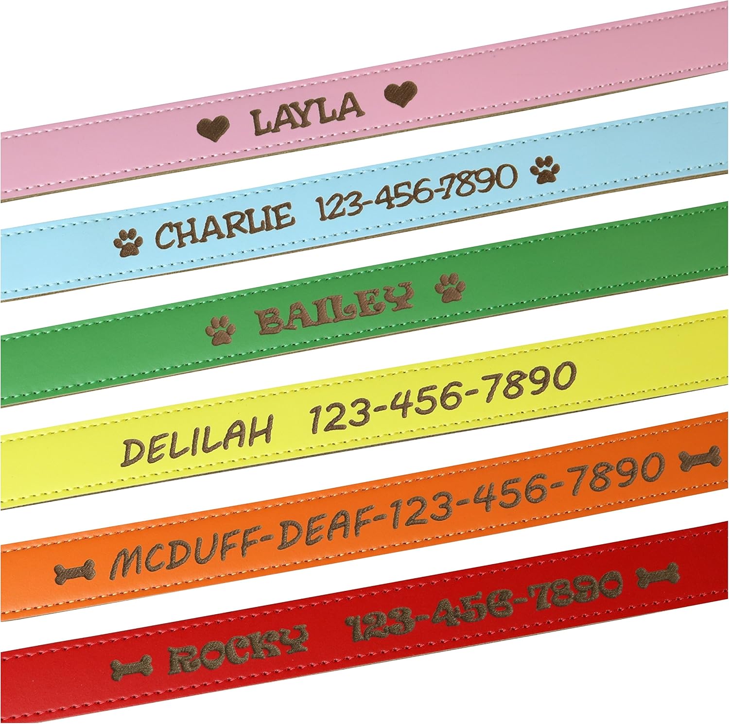 Custom Catch Personalized Dog Collar - Engraved Soft Leather in XS, Small, Medium or Large Size, ID Collar, No Pet Tags or Embroidered Names