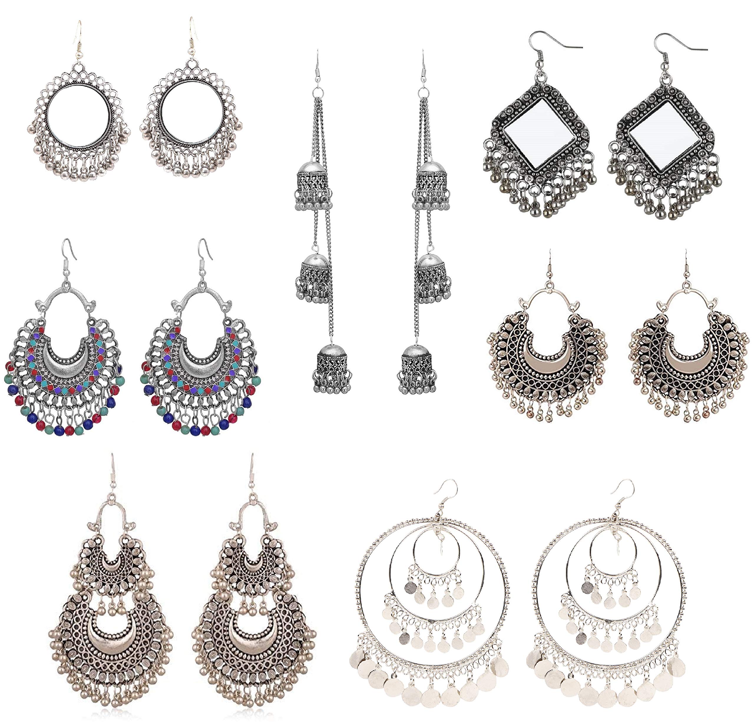 Alcove Ethnic Silver & Gold Plated Alloy Earrings for Women & Girls, Silver (B0855T61P8) Amazon Price History, Amazon Price Tracker