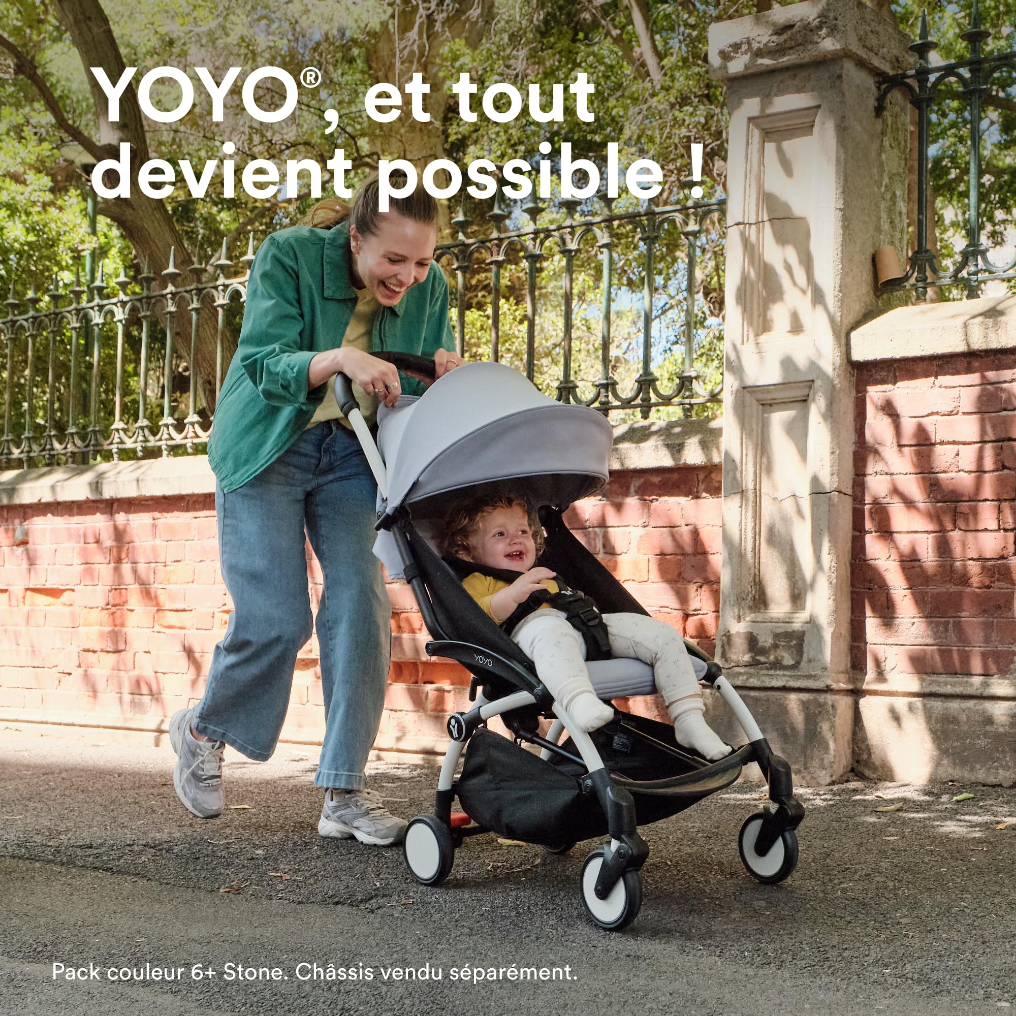 Stokke YOYO Pack couleur 6+ Olive - Textiles : Coussin d’assise, capote extensible avec fenêtre et pochette arrière zippée
