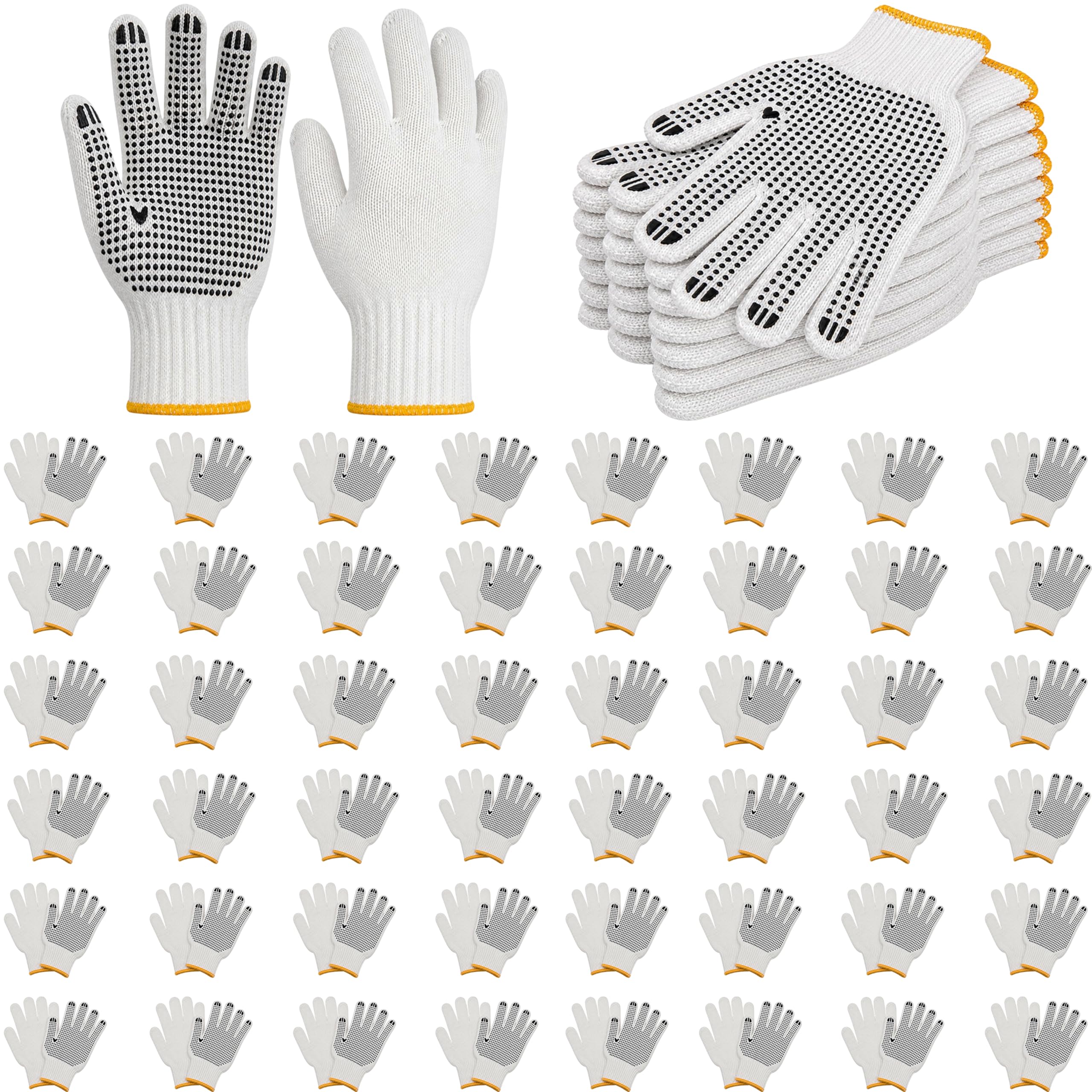 Winterlace 48 Pairs PVC Dotted Knit Work Gloves for Men Women