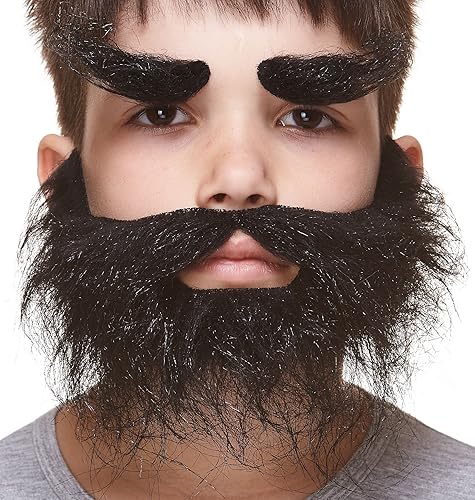 Mustaches Trampa autoadhesiva para barba y cejas falsas para niños, novedosa, pequeña y realista, accesorio de disfraz para niños, color negro