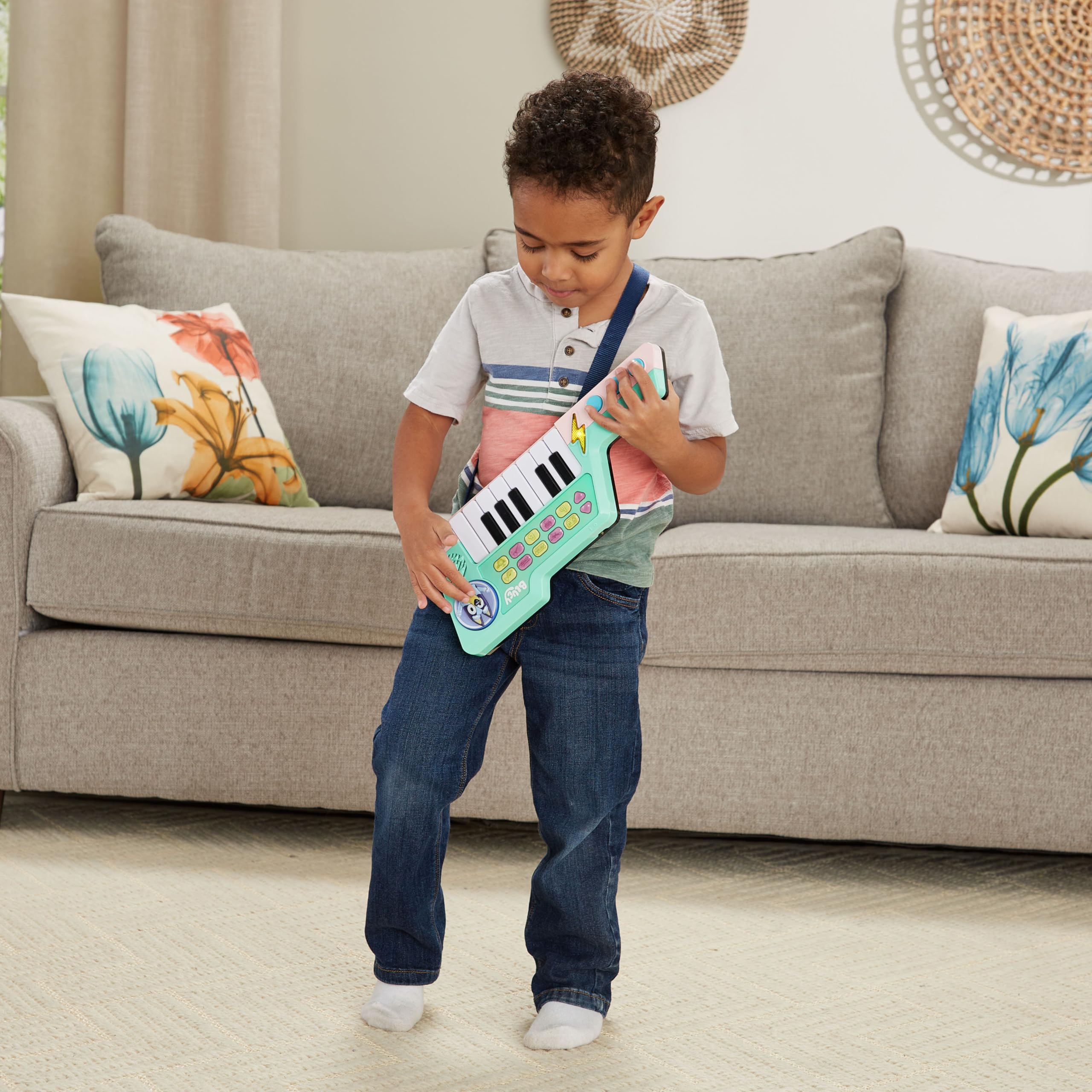 VTech - Teclado-Guitarra de Bluey, Piano y Guitarra interactiva 2 en 1, Elige Entre 10 Instrumentos y Sonidos, CREA Tus propias melodías, Regalo niños +3 años, Versión ESP