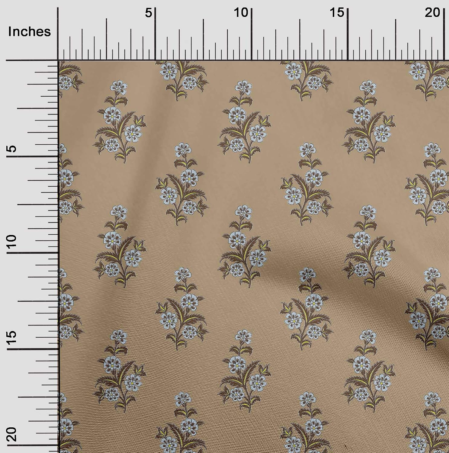 oneOone Polyester Spandex Yellow Fabric Leaves & Flower Floral Quilting Supplies Print Sewing Fabric by The Yard 56 Inch Wide