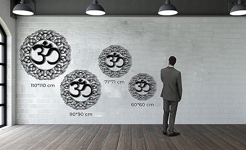 Miniatura 3 de DEKADRON Arte de pared de metal, decoración de metal Om, regalos de yoga, símbolo de aum, arte de pared OM, decoración de estudio de yoga,