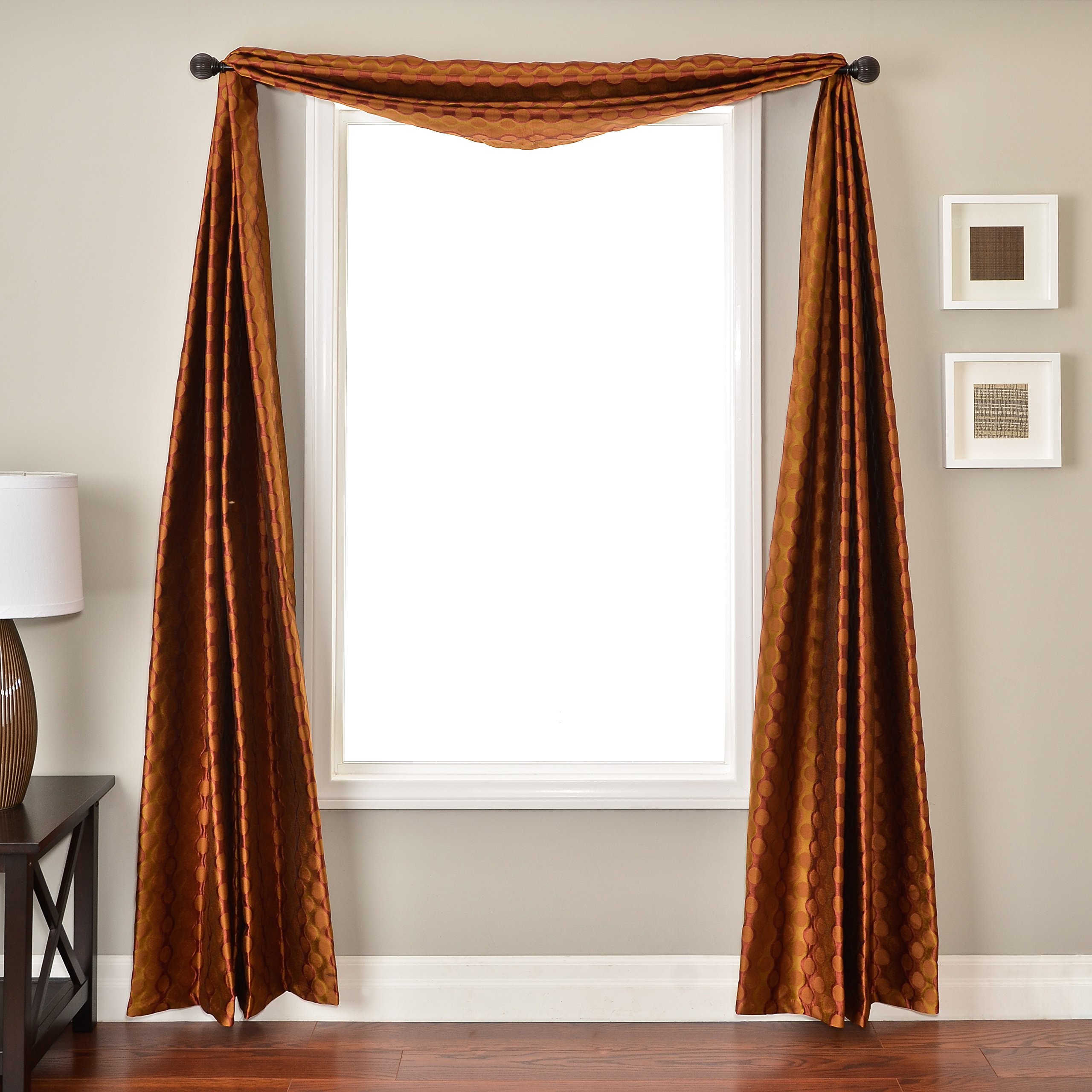 Softline Home Fashions RKFLsienSC Liona 6 Yard Rod Pocket Single Window Scarf, Sienna