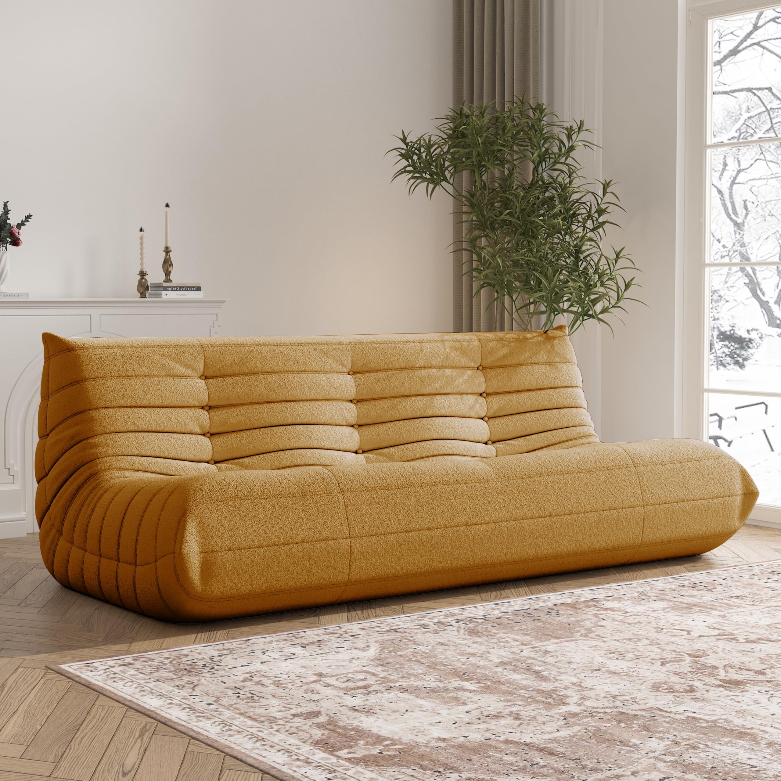 YVDNHP Bean Bag Chairs Adults, 3 Seater Large Bean Bag Lazy Sofa Yellow