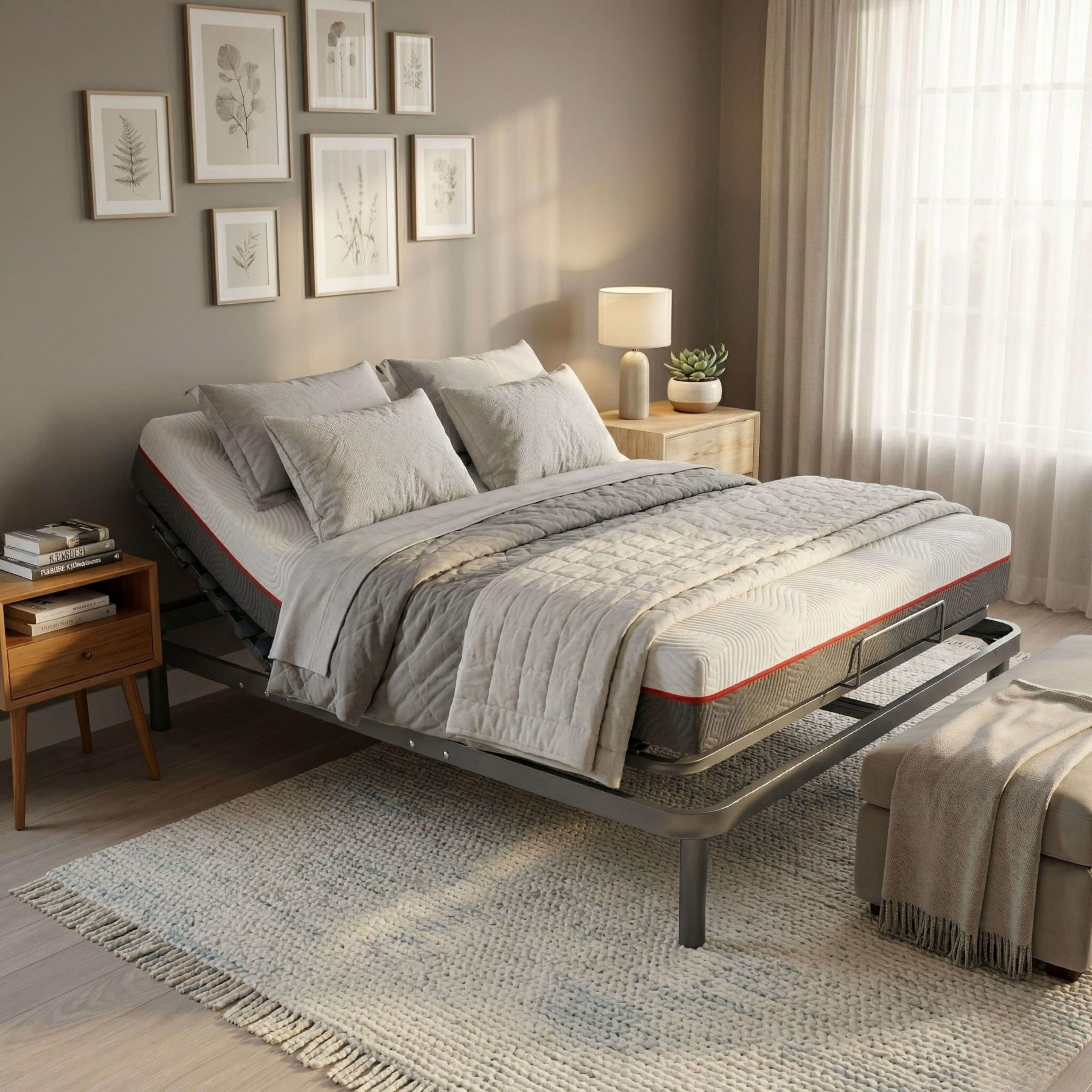 Miroytengo Pack Cama Eléctrica Articulada 150x190 cm con Colchón Viscoelástico Nert 5 planos motor, Mando y 7 zonas