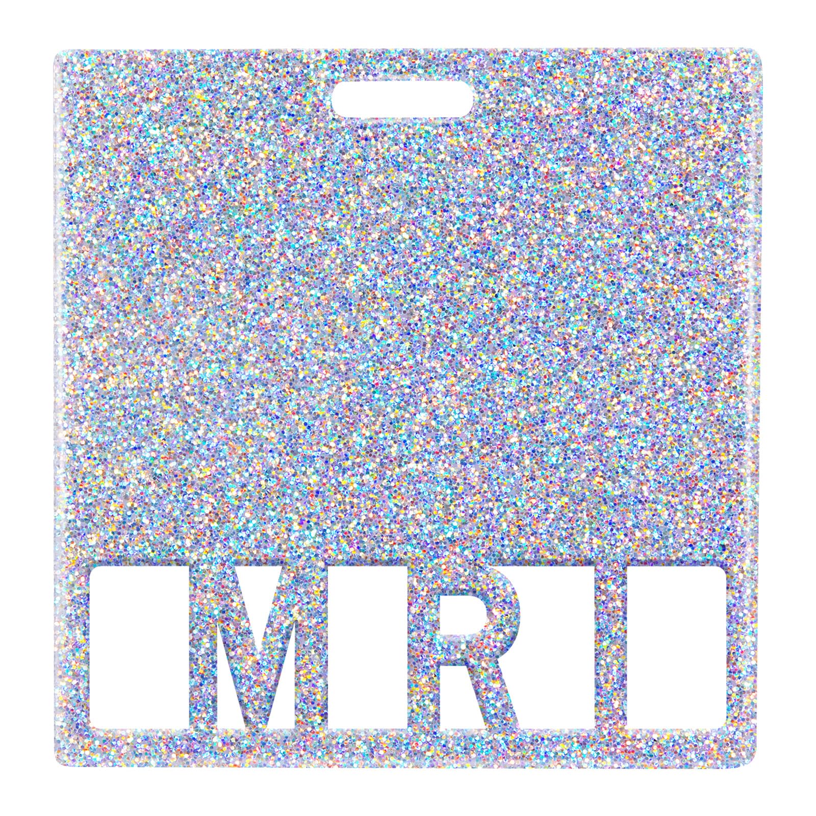 Plifal MRI Badge Buddy Card Holder - Magnetic Resonance Imaging Glitter Sliver Nurse Nursing Accessories Horizontal ID Name Identification Tags for
