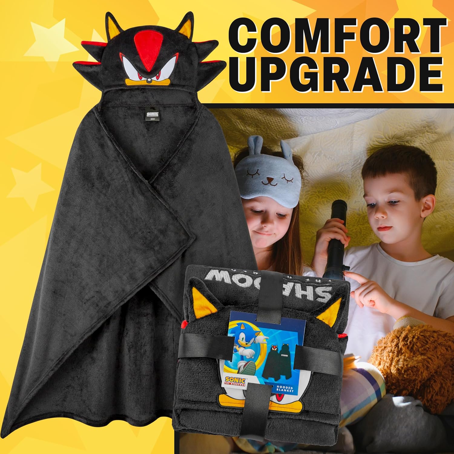 Get Trend Blanket with Hood for Kids 51x35in, Fleece Throw Cozy Wearable Blanket with Hood and Ears Gifts for Kids
