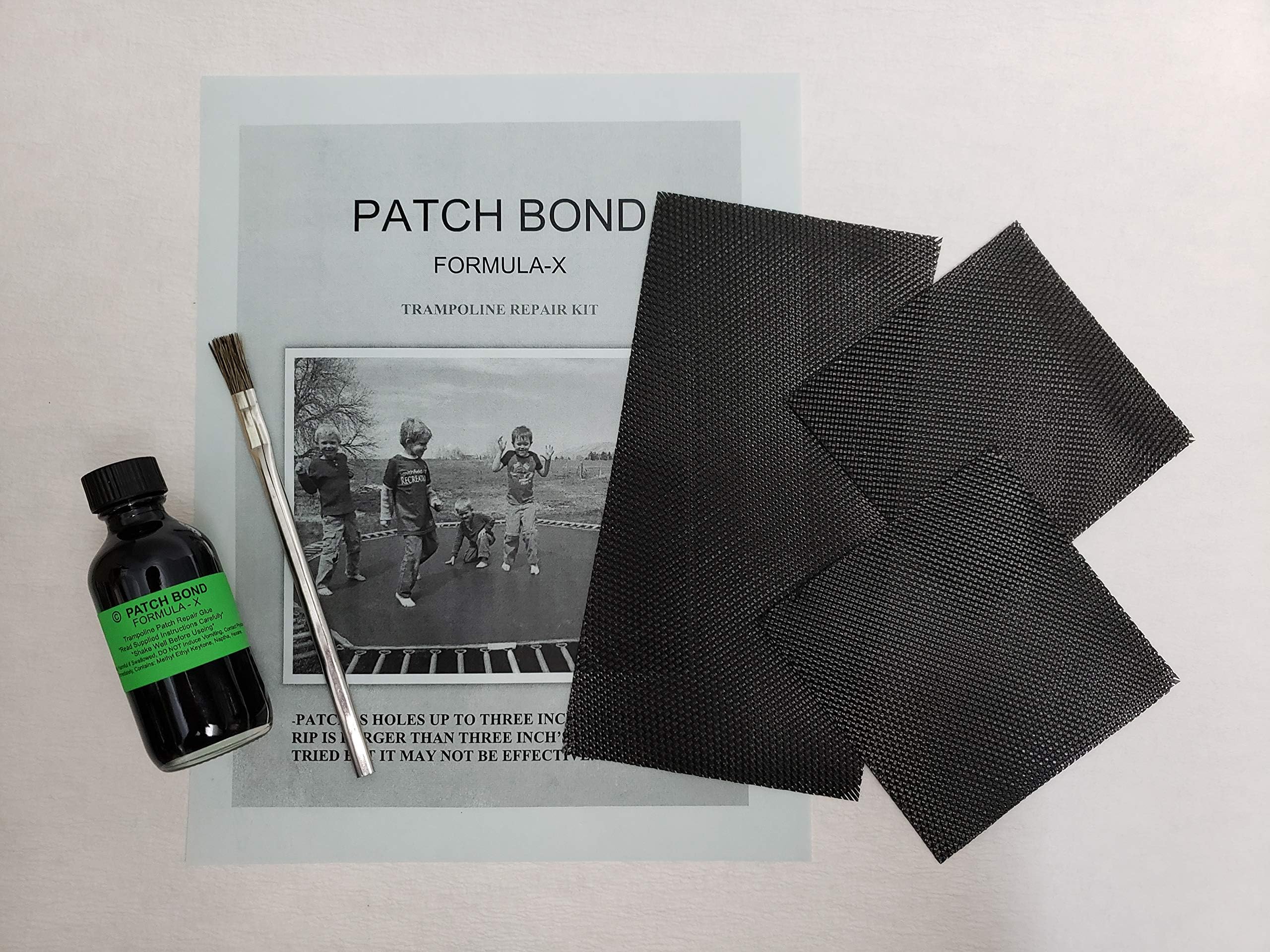 Formula X Trampoline Mat Repair Kit-Glue on Patches 8"X 4"-4"X 4" Repair Holes or Tears