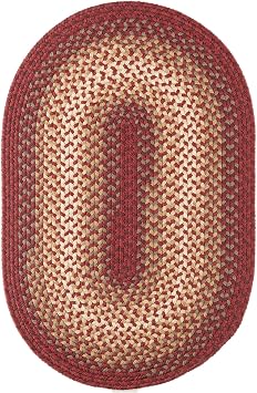 Super Area Rugs Braided Rug Pinecrest Indoor/Outdoor Braided Carpet for High Traffic Kitchen, Red Multi, 2 x 3 Oval